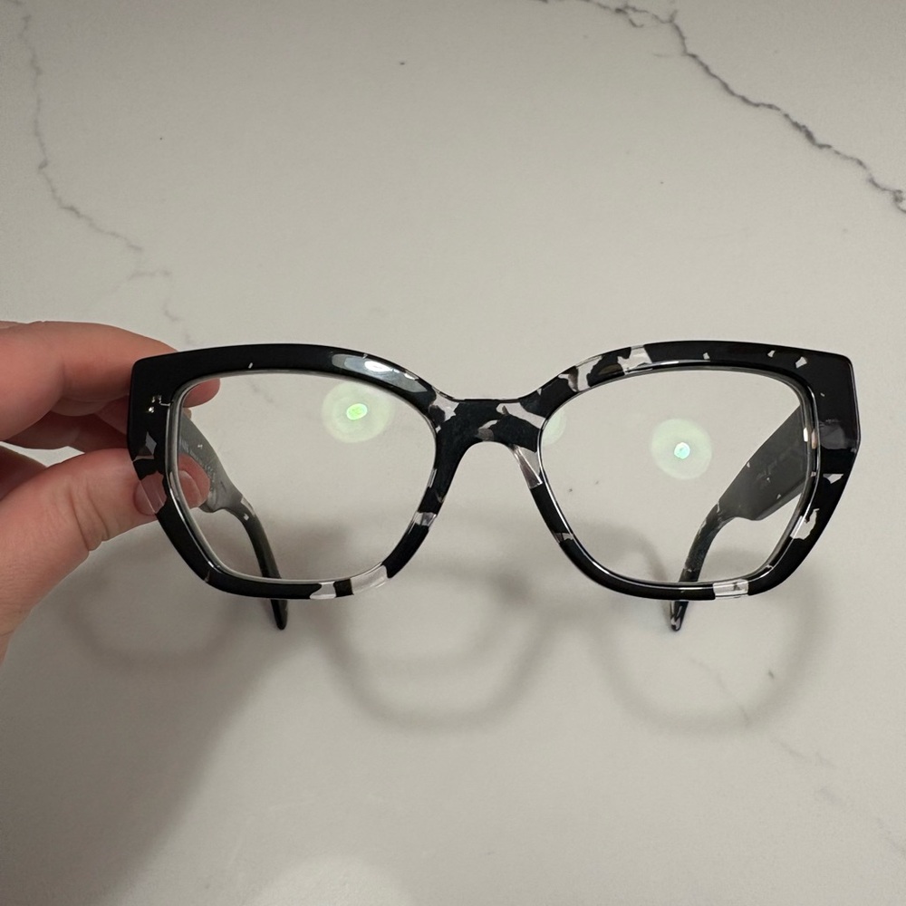 Prada Women's Black and Clear Patterned Glasses - Picture 6 of 9